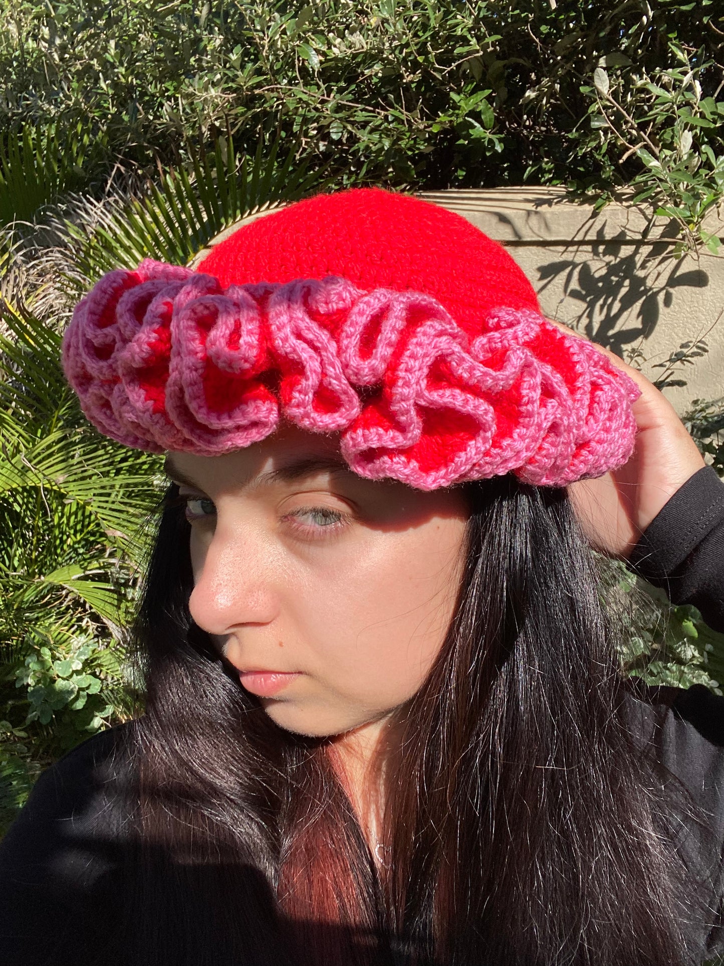 Two Tone Ruffle Hat