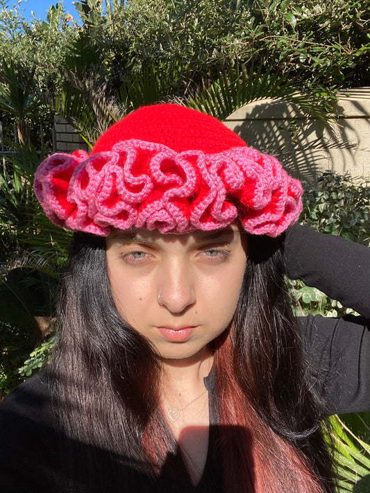 Two Tone Ruffle Hat